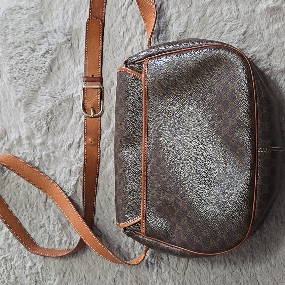 Celine Vintage brown leather macadam crossbody bag - Picture 14 of 15